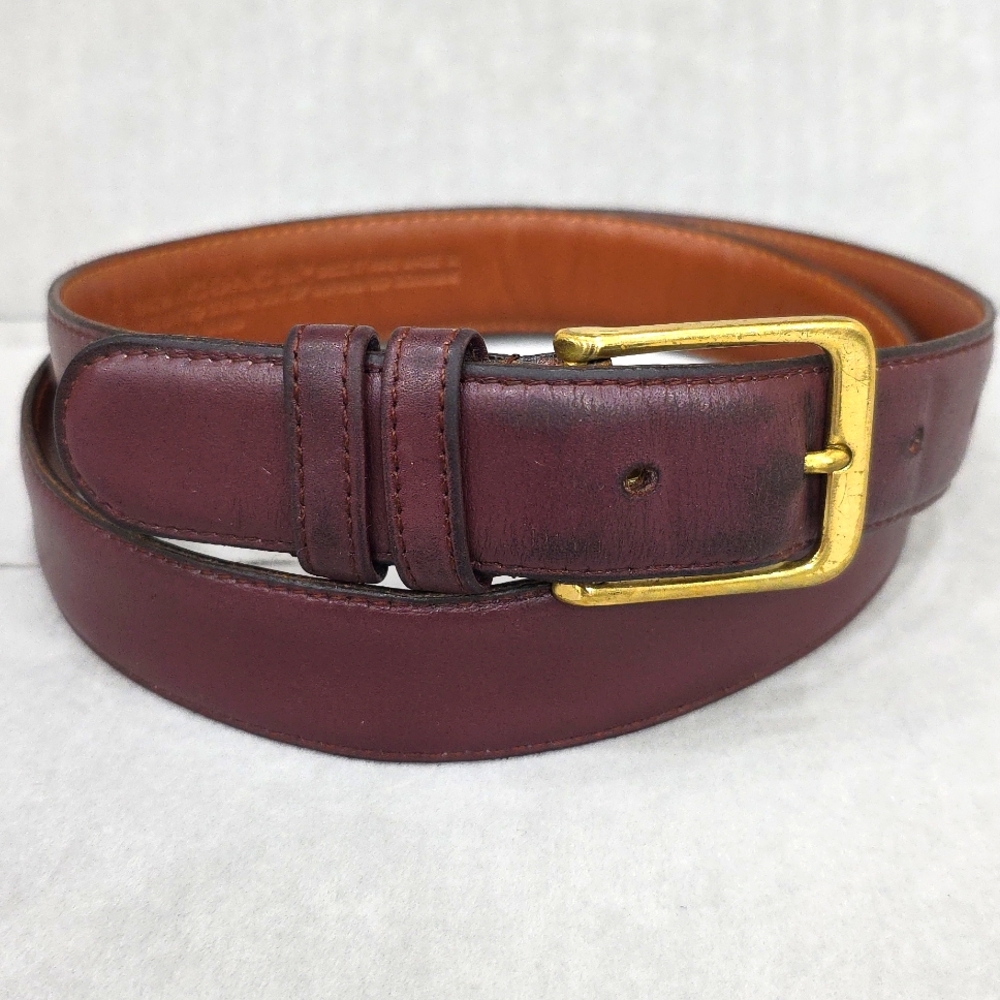 Coach belt men's size 36 burgundy leather solid brass buckle
